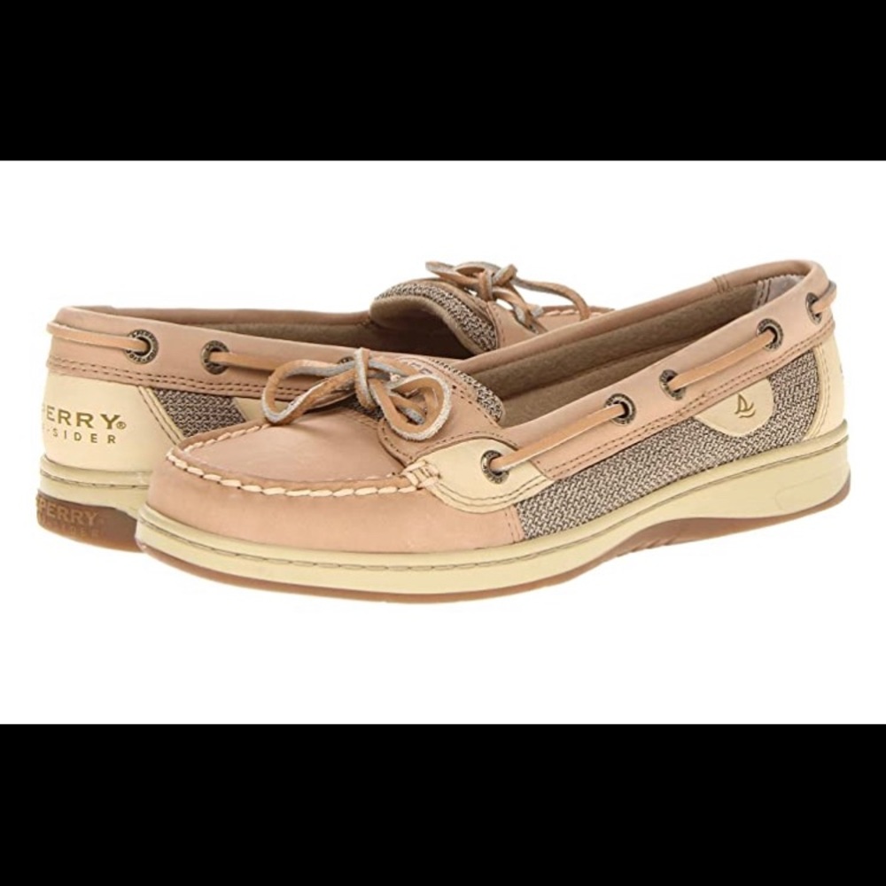 Beige Sperrys Flats